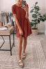 Solid O Neck Short Sleeve Dress
