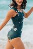 Drap Floral Print One-peice Swimwear