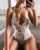 Scalloped Lace Trim Sheer Teddy Bodysuit