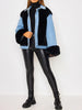 Fashion Contrast Color Buttoned Lambskin Warmth Jacket