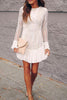 Lace Pleated Long Sleeve Ruffle Dress
