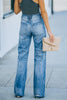 High-rise distressed flared jeans