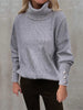 Casual Loose Knit Sweater with High Collar and Long Sleeve In Solid Color