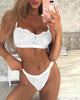 Spaghetti Strap Crochet Lace Bra Set