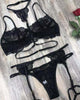 Eyelash Lace Cutout Garter Lingerie Set