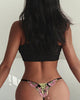 Floral Embroidery Low Waist Lace-up Thong