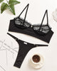 Spaghetti Strap Eyelash Lace Bra Set