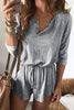 Button Long Sleeve Romper