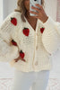 Strawberry Crochet Button Cardigan