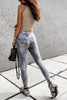 Grey Ripped High Waist Skinny Jeans