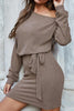Dew Shoulder Long Sleeve Mini Dress