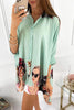 Gril Print Button Shirt Mini Dress