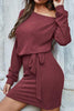 Dew Shoulder Long Sleeve Mini Dress
