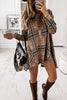 Plaid Button Shirt Long Sleeve Mini Dress