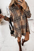 Plaid Button Shirt Long Sleeve Mini Dress