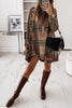 Plaid Button Shirt Long Sleeve Mini Dress