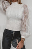 Tulle Lace Sleeve High Collar Sweater