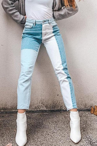 Patchwork High Waist Jeans