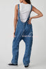 Pocket V Neck Suspender Denim Jumpsuit
