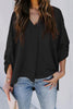 Solid V Neck Bat Blouse