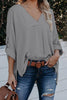 Solid V Neck Bat Blouse