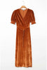 Puff Sleeve Velvet Wrap Maxi Dress
