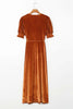 Puff Sleeve Velvet Wrap Maxi Dress