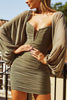 Ruched Statement Sleeve Mini Dress