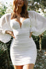 Ruched Statement Sleeve Mini Dress