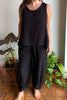 Solid O Neck Tank Pants Set