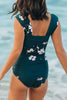 Drap Floral Print One-peice Swimwear