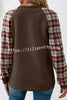 Shein Lune Plaid Long Sleeved Button Down Sweatshirt