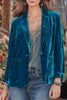 Solid Velvet One Button Long Sleeve Blazer