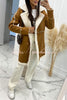 Single Breasted Multi Button Solid Color Long Sleeved Sherpa Coat