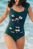 Drap Floral Print One-peice Swimwear