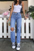 Broken Hole Straight Leg Jeans