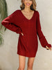 V-neck Solid Color Temperament Commuting Medium Long Knitting Sweater