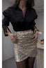 Stunning Days Sequined Elastic Waist Ruched Mini Skirt