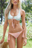 Print Tassels Lace Up Bikini Set
