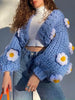 Bohemia Long Sleeves Loose Floral Applique Crochet Sweater Tops