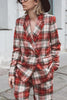 Red Plaid Double Breasted Blazer