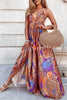 Semi Chic Printed Suspender Pleated Panel Maxi Dress