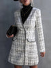 Casual Empire Long Sleeves Buttoned Plaid V-Neck Jackets&Coats