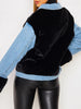 Fashion Contrast Color Buttoned Lambskin Warmth Jacket