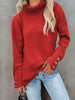 Casual Loose Knit Sweater with High Collar and Long Sleeve In Solid Color