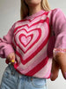 Bohemia Heart Shape Color-Block Crochet Round-Neck Sweater Tops