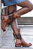 Zipper Lace Up Mid Calf Boots