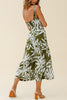 Palm Print Slip Wide Leg Jumpsuits