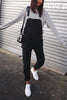 Solid Pockets Denim Overall