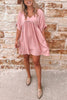 V Neck A Line Short Sleeve Mini Dress